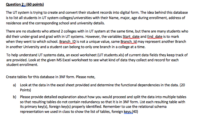 Please make sure the primary keys, foreign keys are mentioned clearly. Any