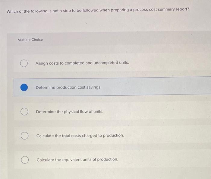 in a process costing system? Multiple Choice Airplanes. Unique jewelry. Computer chips.