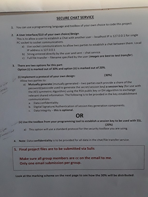  SECURE CHAT SERVICE 1. You can use a programming language and