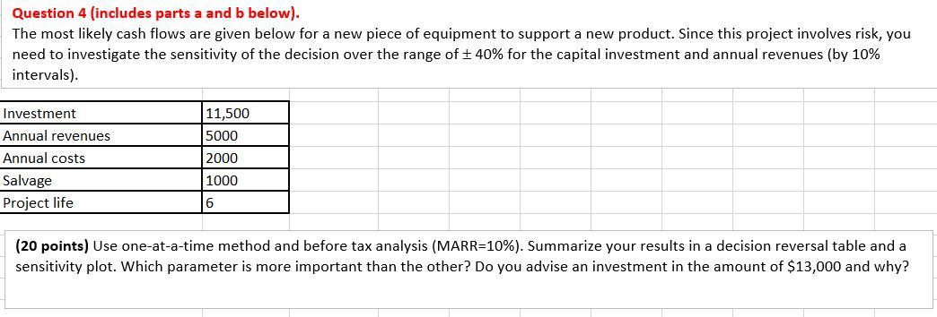  Question 4 (includes parts a and b below). The most likely