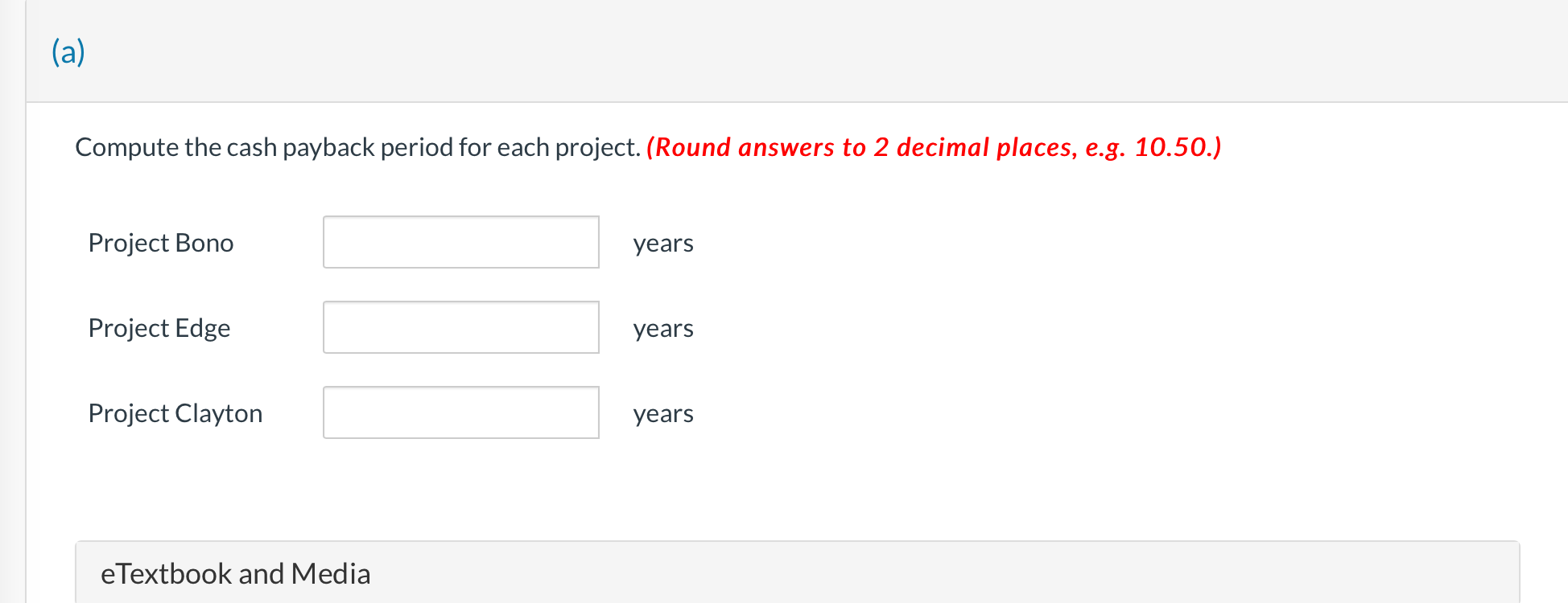 capital investment proposals. Each investment has a useful life of 5 years.