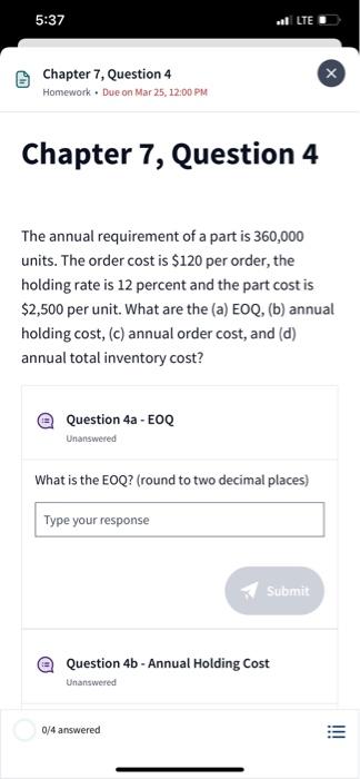 = $100 per unit @ Question 3a - EOQ Unanswered What is