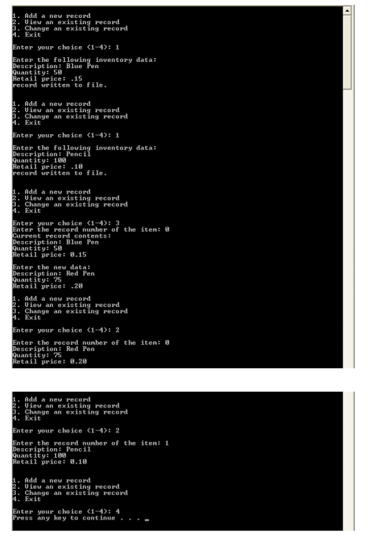 6 total points) 1. Item Description 2. Quantity on Hand 3. Wholesale