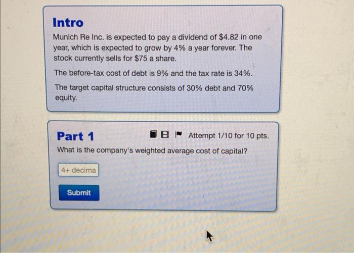  Intro Munich Re Inc. is expected to pay a dividend of