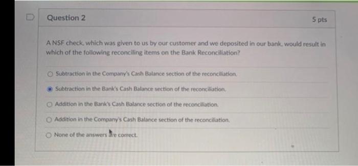  Question 2 5 pts ANSF check which was given to us