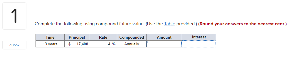  1 Complete the following using compound future value. (Use the Table