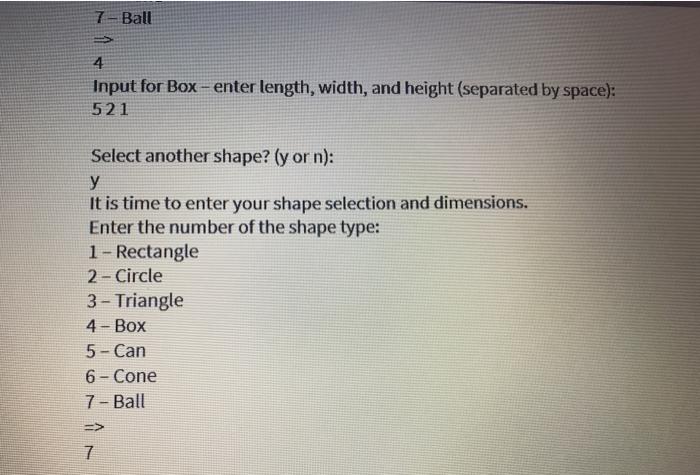 which you will derive classes Rectangle, Circle, Triangle, Box, Can, Cone, and