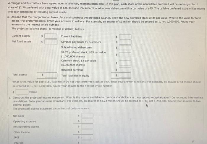 The Verbrugge Publishing Company's 2019 balance sheet and income statement are as