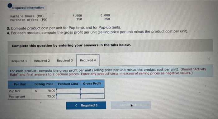 and compute overhead cost per unit and gross profit per unit LO