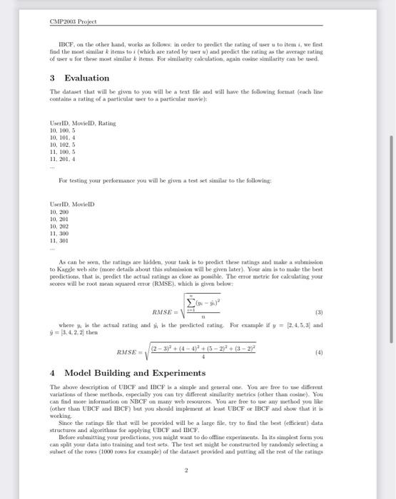 Algorithms (C++) Project Due Date: Jan 06, 2023 1 The Problem Reconmender