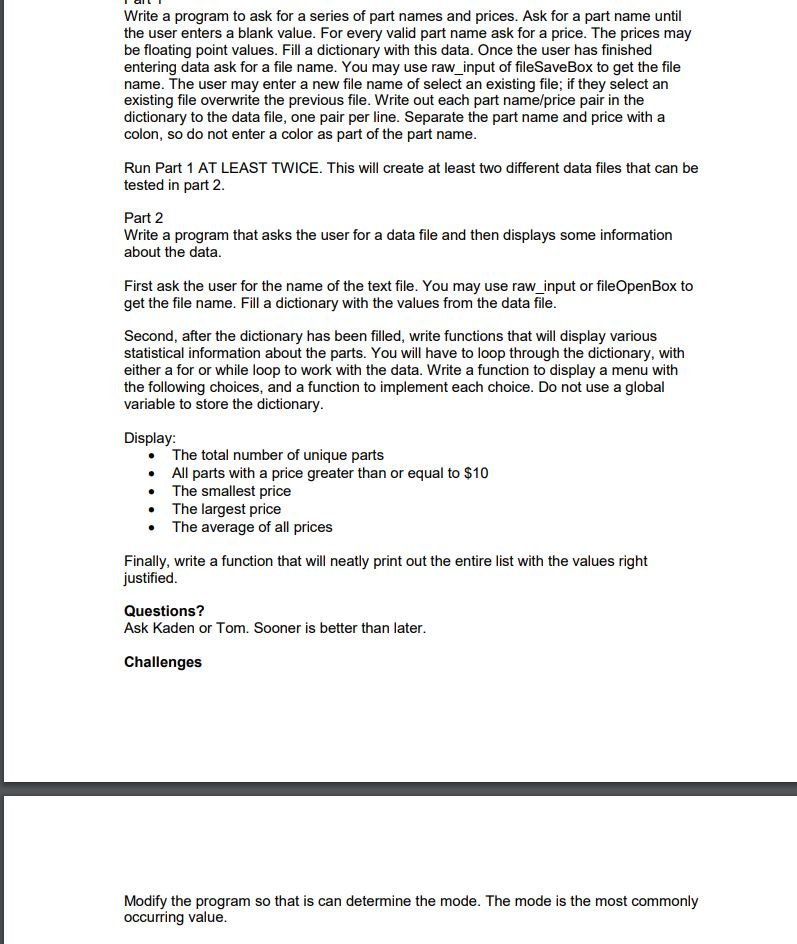 Must be done in python and using linux mint Write a program