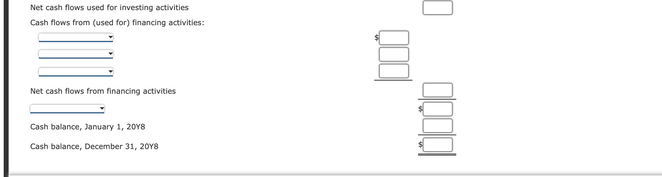 of the accounts in the ledger for 20Y are as follows: a.