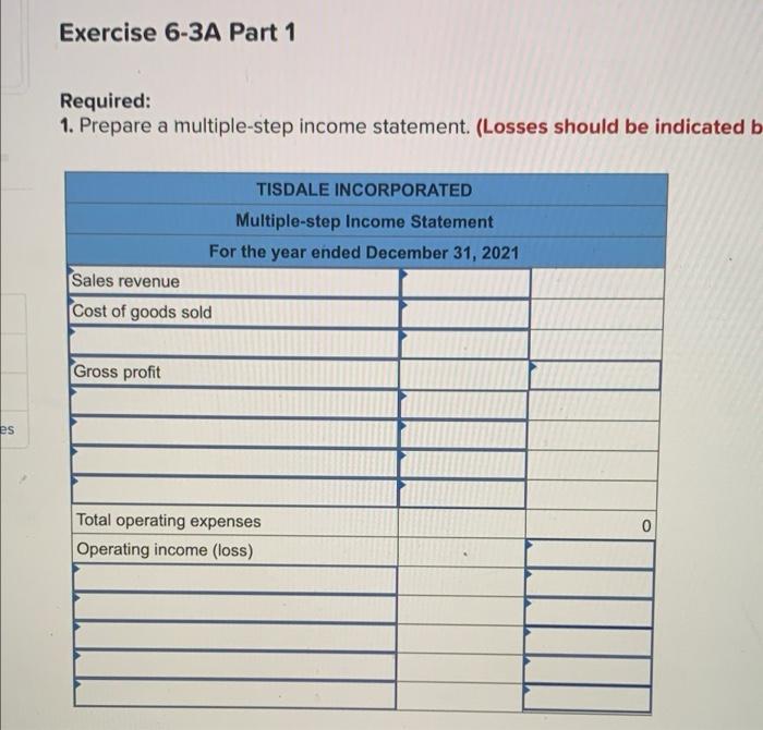 profitability (L06-2) [The following information applies to the questions displayed below.) Tisdale