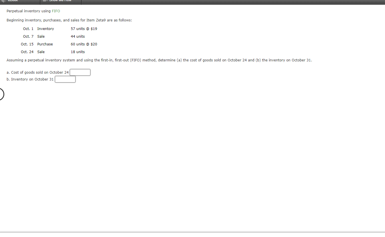  Perpetual inventory using FIFO Beginning inventory, purchases, and sales for Item