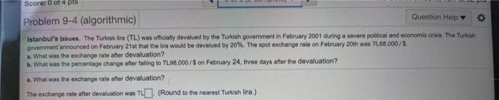  Score: 0 of 4 pts Problem 9-4 (algorithmic) Question Help Istanbul's