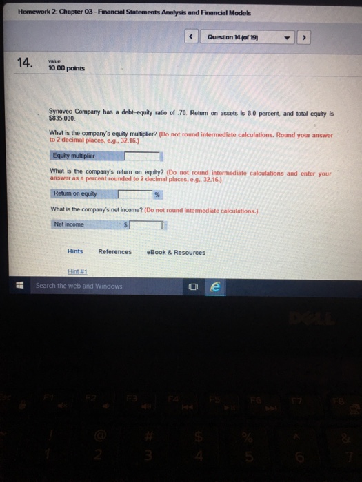  Homework 2: Chapter 03-Financial statements Analysis and Financial Models Quesnon M(of