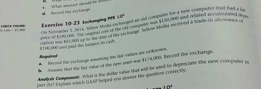 exercise 10.23 What amount should be Record the exchange. Exercise 10-23