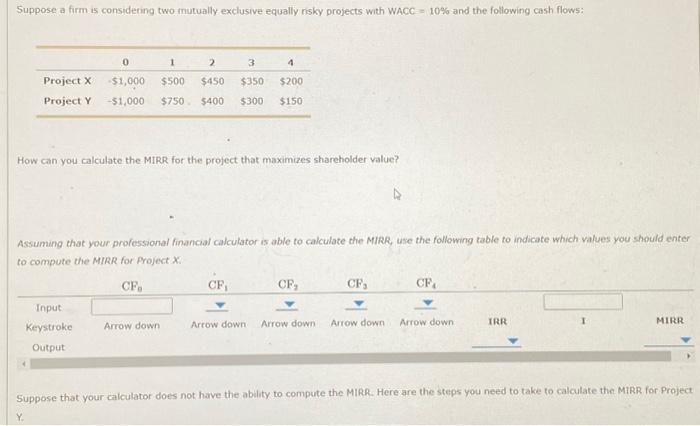 the following table to indicate which values you should enter to compute