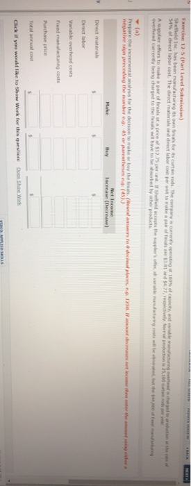  Exercise 12- 5 (Part Level Submission) Sheffield Inc. has been manufacturing