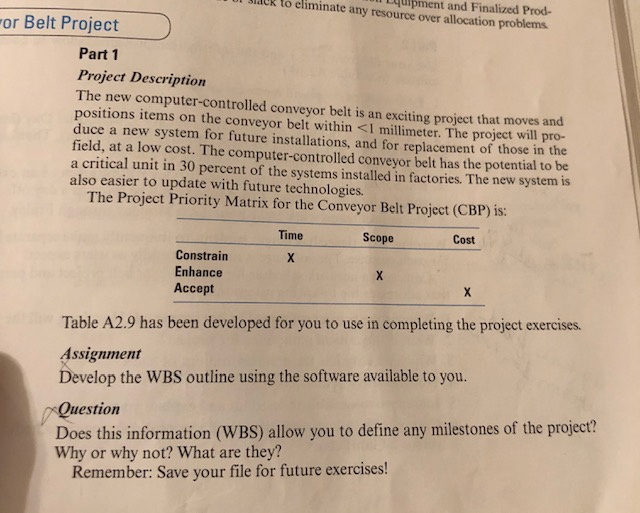 Below is the information needed for the WBS outline: U Back