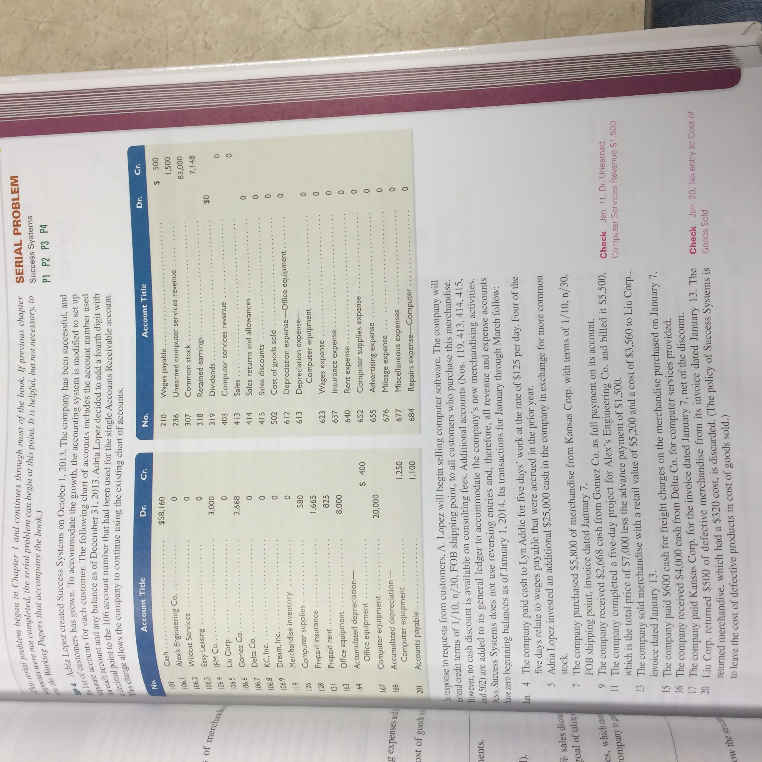 ?I need help with Financial Accounting Chapter 4 Serial Problem. THe book