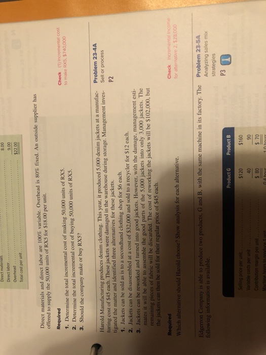  8.00 Direct materials......... Direct labor........ Overhead Total cost per unit.. $22.00