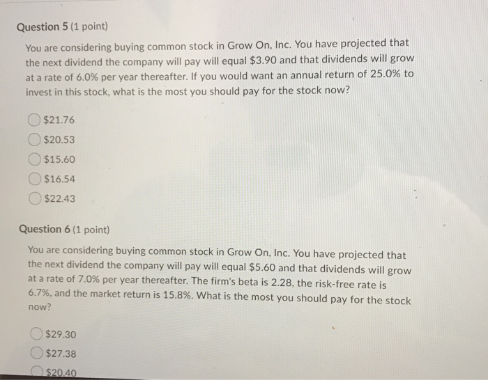 need help with questions 5 and 6 please Question 5 (1 point)