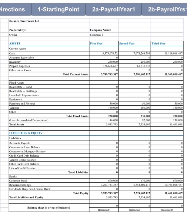 projections for Year 1, 2 and 3 of your business. General Assumptions