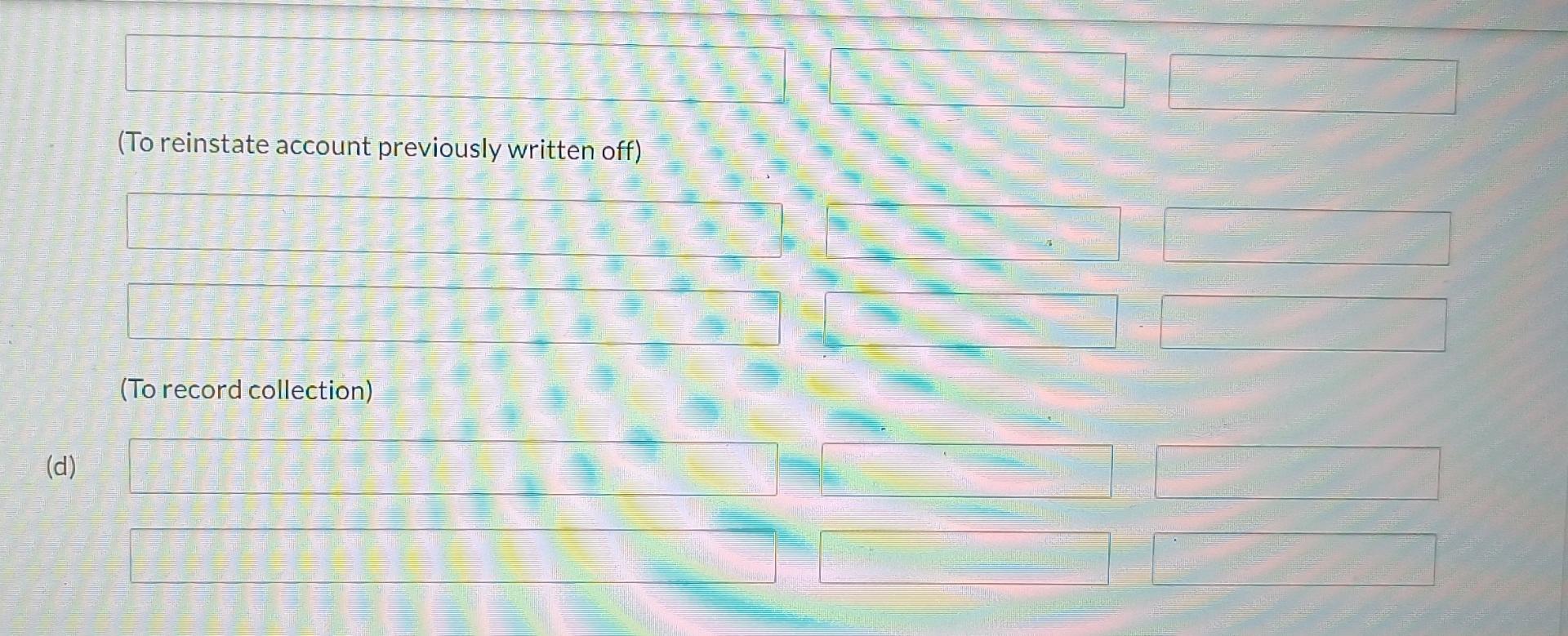 in Allowance for Doubtful Accounts of $8,200 (credit). During the period, it