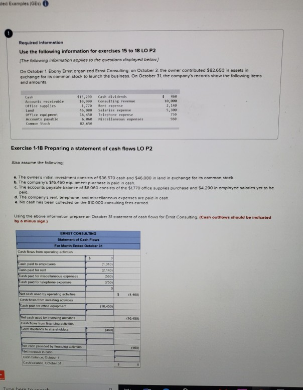  ded Examples (GE) Required information Use the following information for exercises