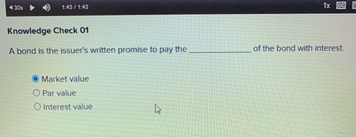 30s 1:43 / 1:43 1x CCE Knowledge Check 01 A bond is