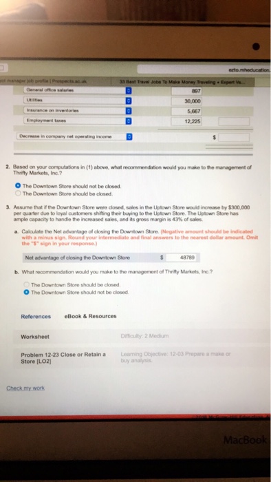 segmented absorption costing income statement for the last quarter is given below