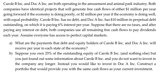 Carole B Inc. and Doc A Inc. are both operating in