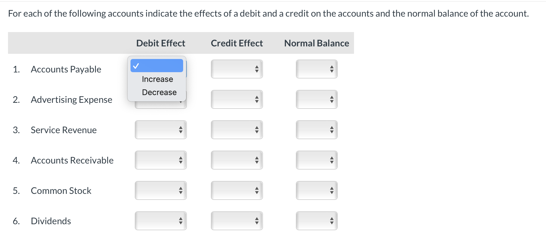Hello! I need help with the following question where for each of