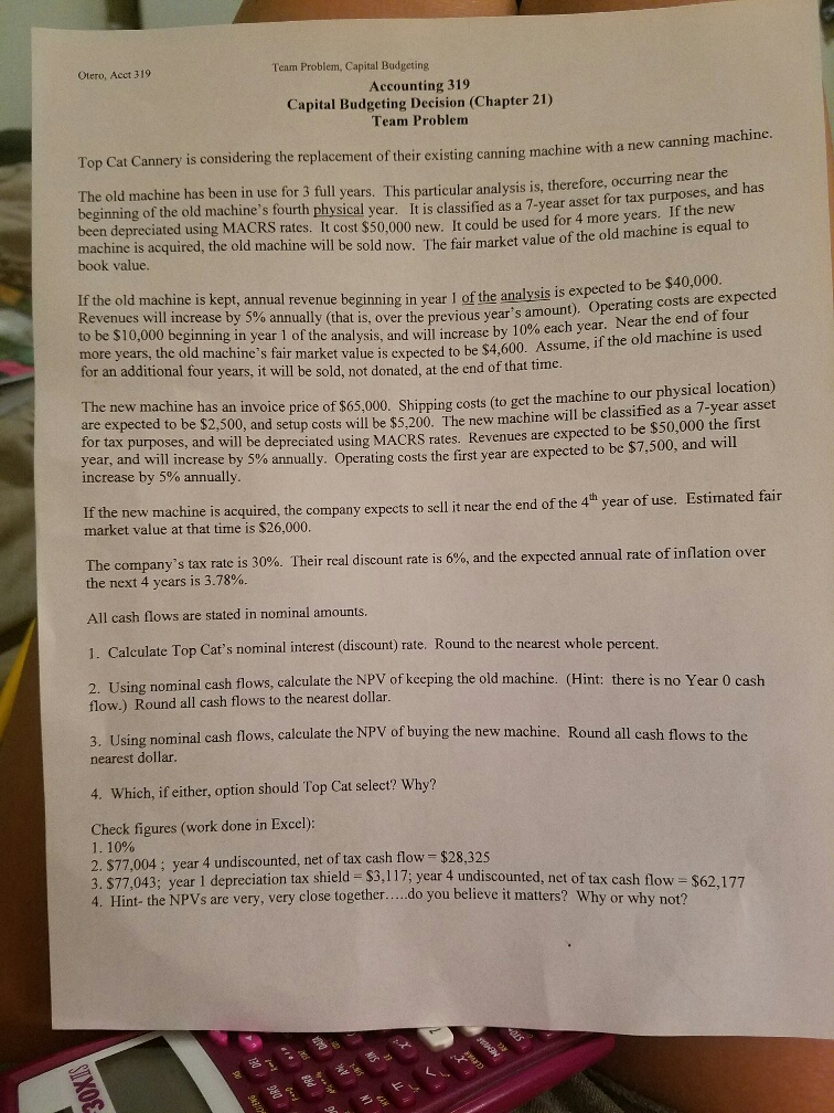 please answer WITHIN THE HOUR using the CHECK FIGURES AT THE BOTTOM