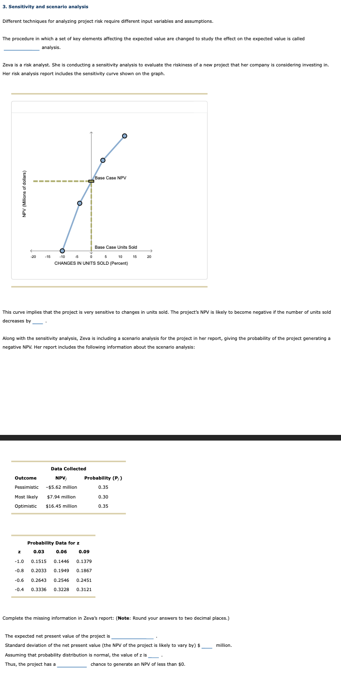  3. Sensitivity and scenario analysis Different techniques for analyzing project risk