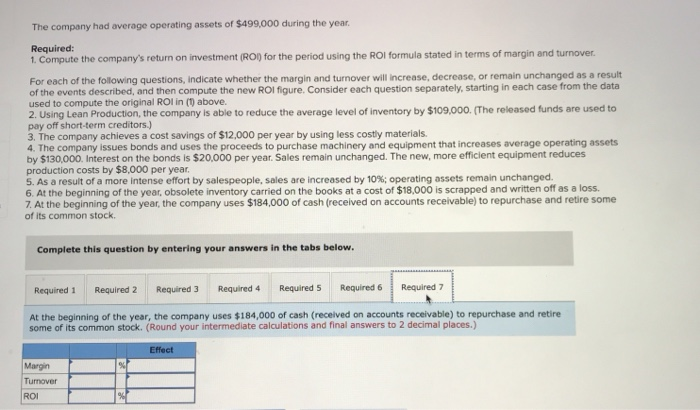return on investment (ROI) for the period using the ROI formula stated