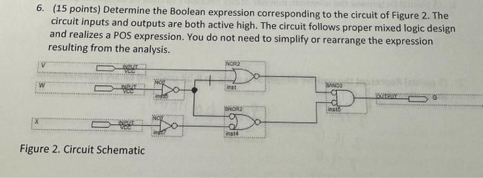  6. (15 points) Determine the Boolean expression corresponding to the circuit