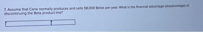 per year. What is the financial advantage (disadvantage) of discontinuing the Beta