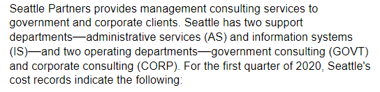 consulting services to government and corporate clients. Seattle has two support departments-administrative