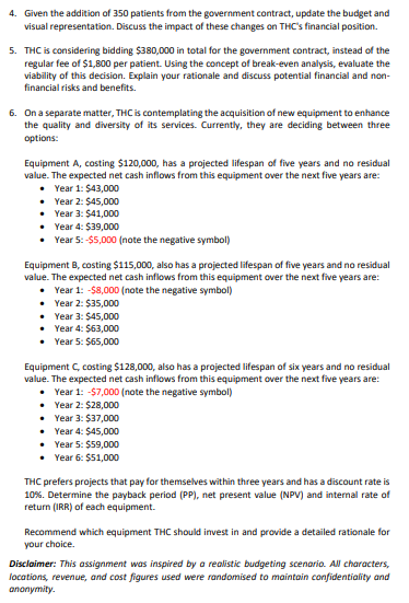 per patient and overhead expenses are listed in Tables 1 and 2
