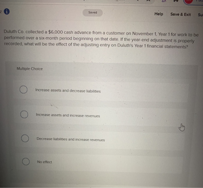 Saved Help Save & Exit Su Duluth Co. collected a $6,000