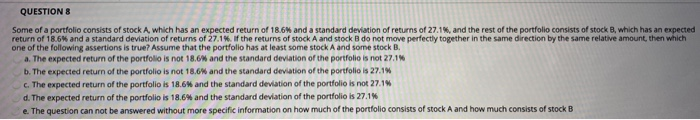 an expected return of 18.6% and a standard deviation of returns of