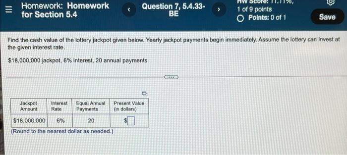  1170, Homework: Homework for Section 5.4 Question 7, 5.4.33- BE >