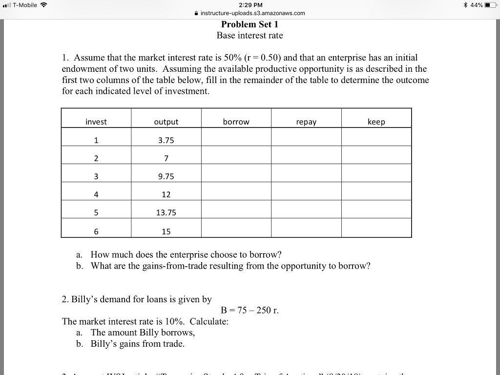 2:29 PM a instructure-uploads.s3.amazonaws.com Problem Set 1 Base interest rate T-Mobile