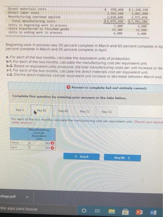 them right Exercise 18.5 (Algo) Computing Costs per Equivalent Unit (LO18-2, LO18-3,