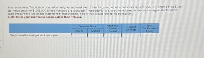 ? In a recent year, Teach, Incorporated, a designer and marketer of