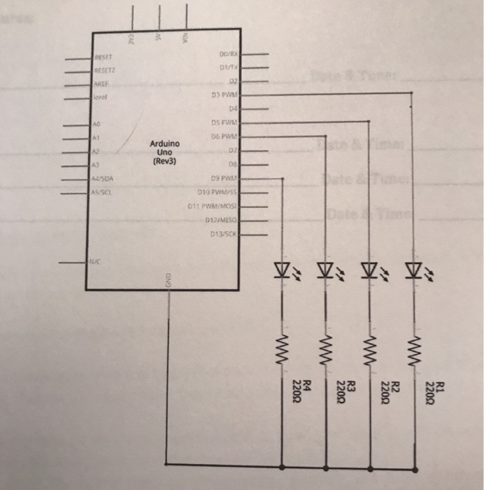 a program that implements a four-bit binary up counter, displaying the output