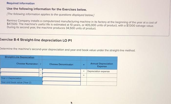  Required information Use the following information for the Exercises below. [The