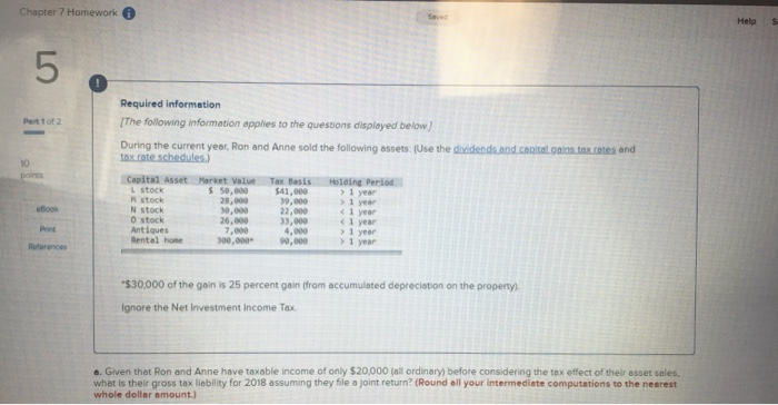 Chapter 7 Homework Stved Help Required information [The following information applies